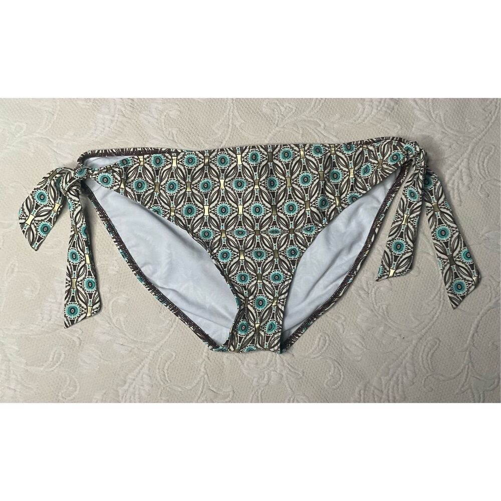 Island Love Women's Bikini Swim Bottoms Medallion print Multi Tie Side Size XL